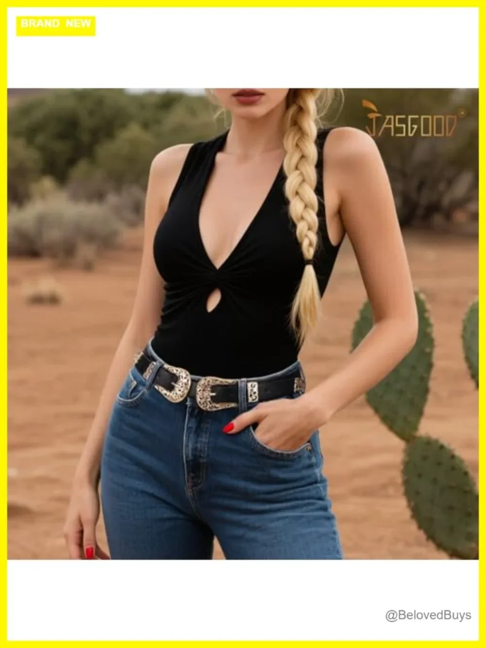 Double Buckle Faux Leather Western Belt for Women Cowgirl Country